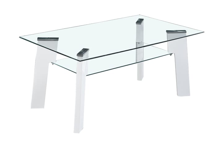Sofabord Kibwekele 110 cm med Oppbevairngshylle - Glass/Hvit - Møbler - Bord - Sofabord