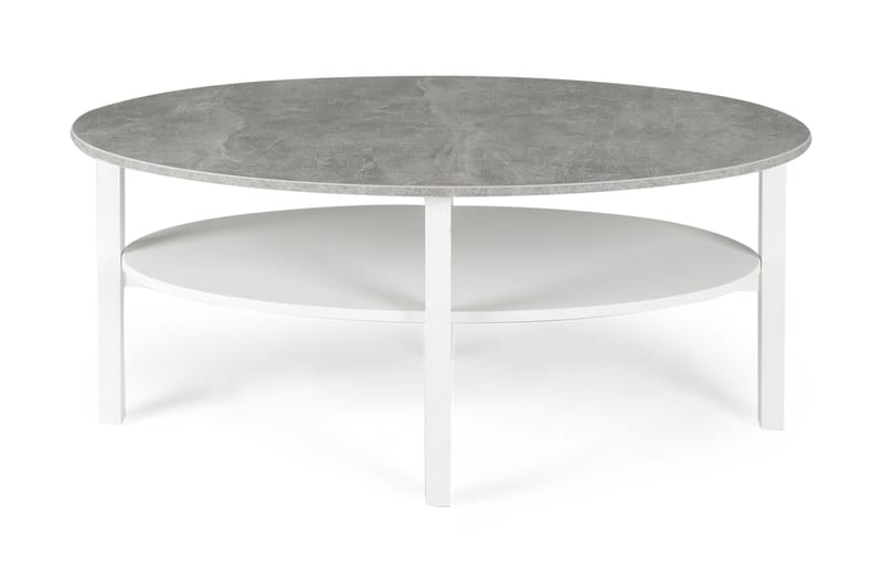 Sofabord Larissa 120 cm Ovalt med Oppbevairngshylle - Betonggrå/Hvit - Møbler - Bord - Sofabord