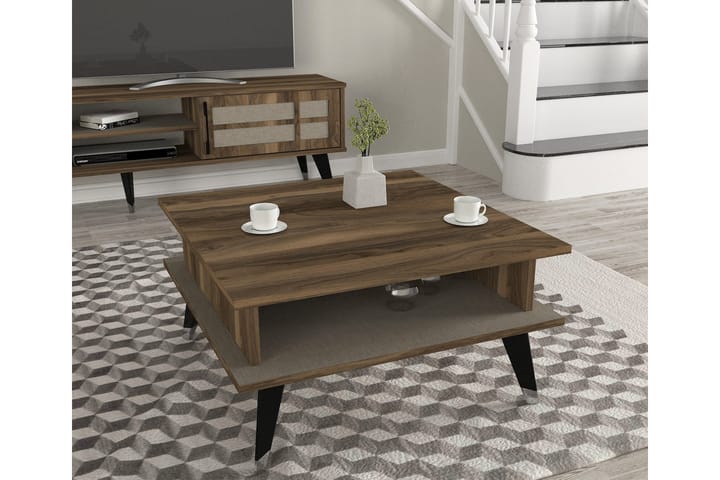 Sofabord Loganda 72 cm med Oppbevairngshylle - Valnøttsbrun/Svart - Møbler - Bord - Sofabord