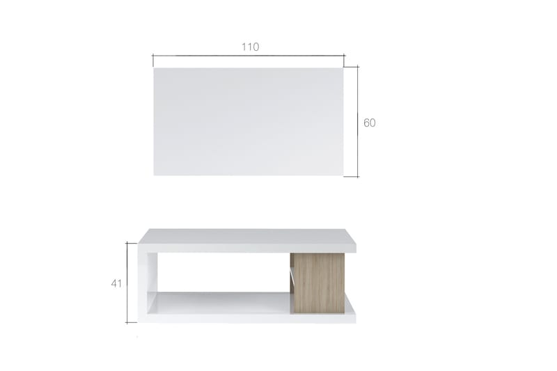 Sofabord Lukinia 110 cm med Oppbevaringshyller - Hvit/Svart - Møbler - Bord - Sofabord