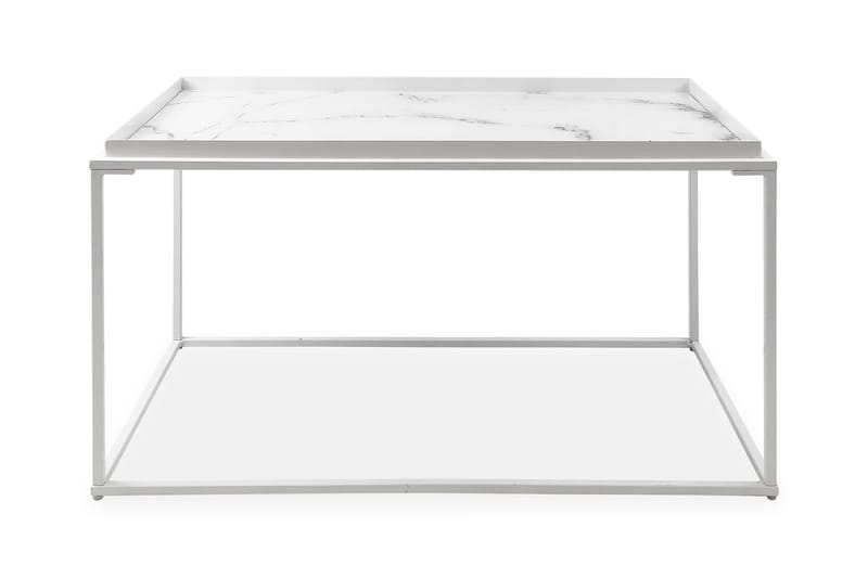 Sofabord Lyness 80 cm Marmormønster Rektangulær - Glass/Hvit - Møbler - Bord - Sofabord
