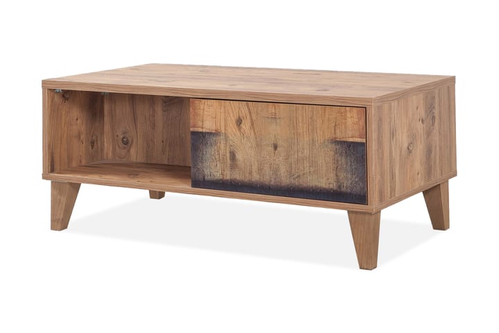 Sofabord Masako 110 cm med Oppbevaring Hyller + Luker Betsad - Beige/Brun - Møbler - Bord - Sofabord