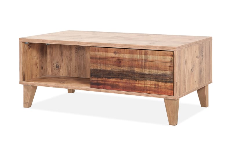 Sofabord Masako 110 cm med Oppbevaring Hyller + Luker - Rød - Møbler - Bord - Sofabord