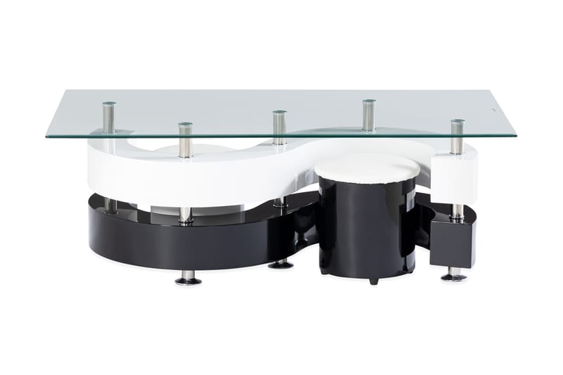 Sofabord Mintz 130 cm - Glass/Hvit/Svart - Møbler - Bord - Sofabord - Sofabord med oppbevaring