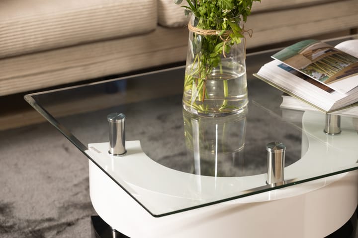 Sofabord Mintz 130 cm - Glass/Hvit/Svart - Møbler - Bord - Sofabord