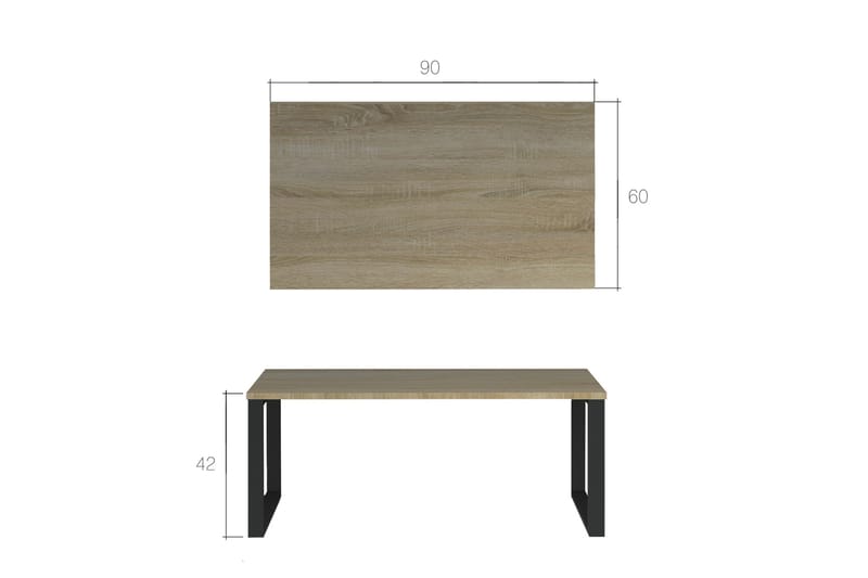 Sofabord Monteith 90 cm - Betonggrå/Svart - Møbler - Bord - Sofabord