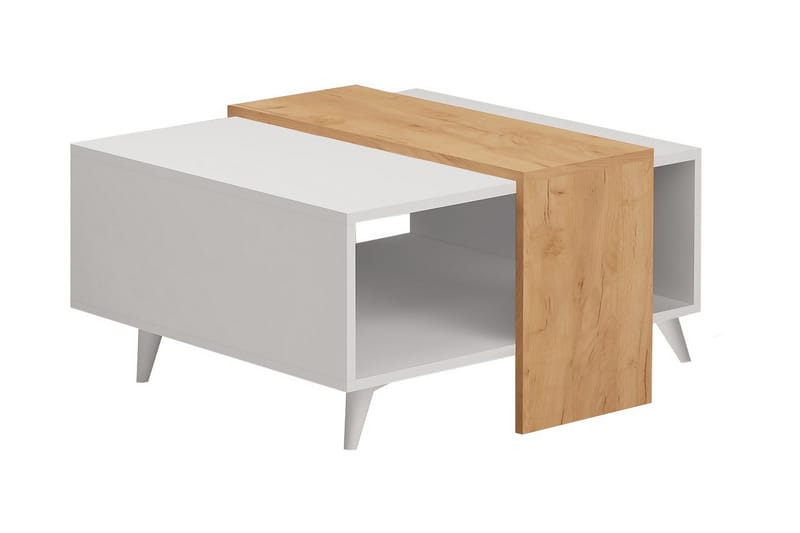 Sofabord Naidaj 80 cm med Oppbevaringshylle - Tre/Hvit - Møbler - Bord - Sofabord