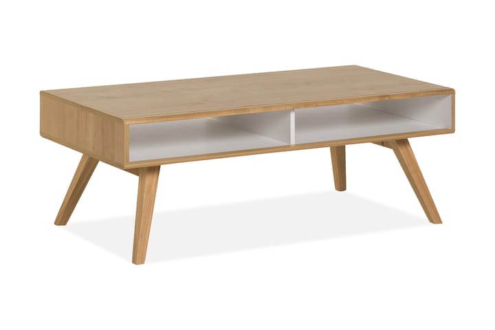 Sofabord Nature 120 cm med Oppbevaring Hvit/Eik - VOX - Møbler - Bord - Sofabord