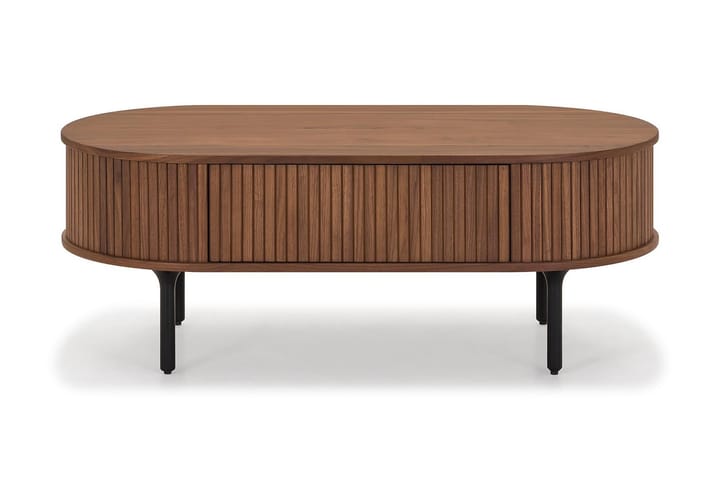 Sofabord Neandir 118 cm Ovalt med Oppbevaringsskuff - Massiv Valnøtt/Svart - Møbler - Bord - Sofabord
