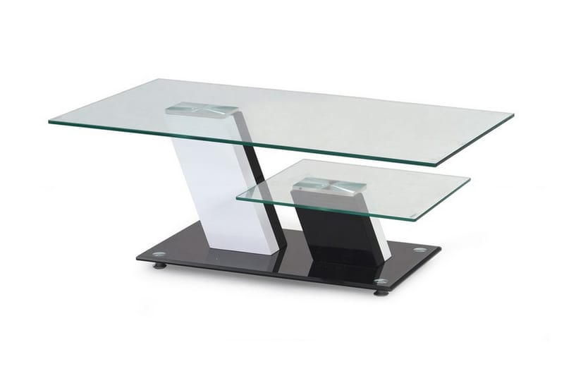 Sofabord Nelida 110 cm med Oppbevairngshylle - Glass/Svart/Hvit - Møbler - Bord - Sofabord