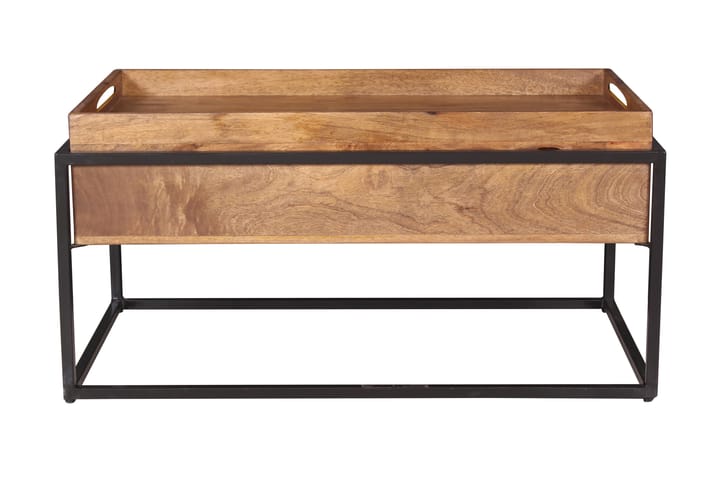 Sofabord Netley 100 cm med Oppbevaringsskuff - Akacia/Svart - Møbler - Bord - Sofabord