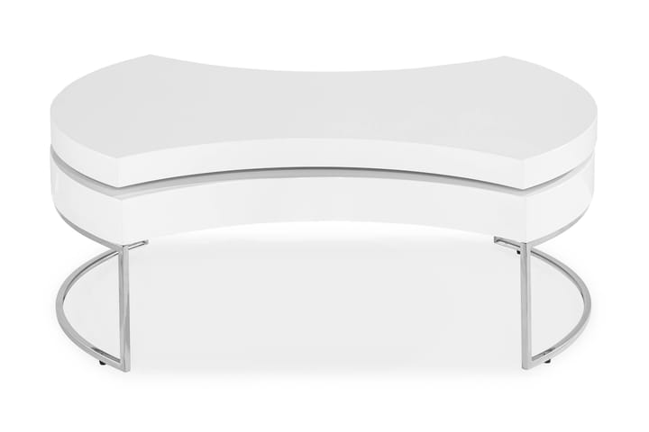 Sofabord Nico 110 cm Ovalt - Hvit Høyglans/Silver - Møbler - Bord - Sofabord