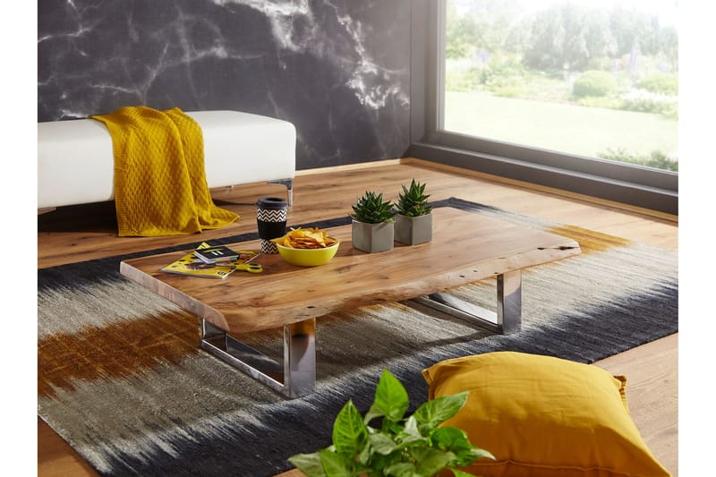 Sofabord Nurston 115 cm - Akacia/Krom - Møbler - Bord - Spisebord & kjøkkenbord