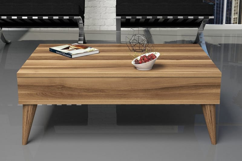Sofabord Nyarai 90 cm med Oppbevaringshylle - Valnøttsbrun - Møbler - Bord - Sofabord