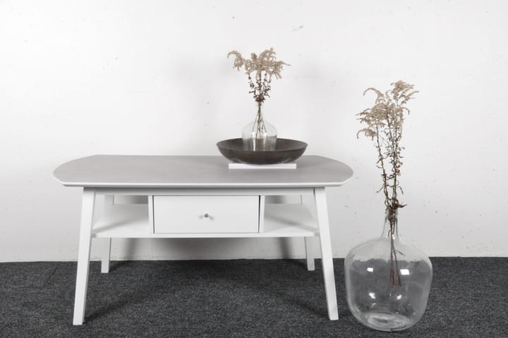 Sofabord Oppby 120 cm med Oppbevaringsskuff - Grå/Hvit - Møbler - Bord - Sofabord