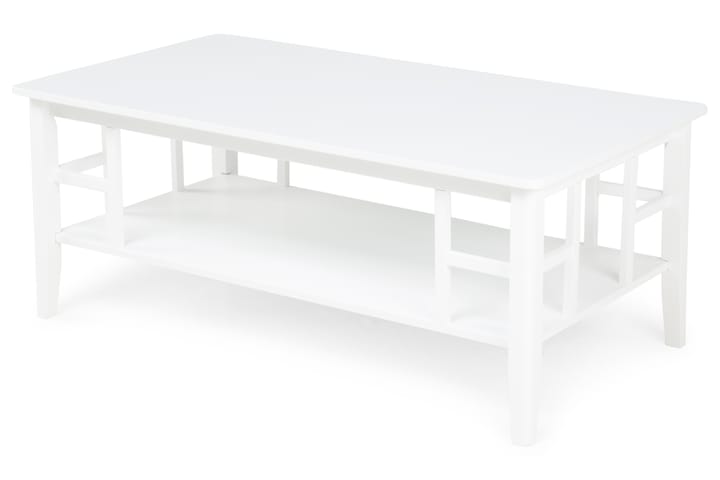 Sofabord Piteå 130 cm med Oppbevaringshylle Hvit - Hvit - Møbler - Bord - Sofabord