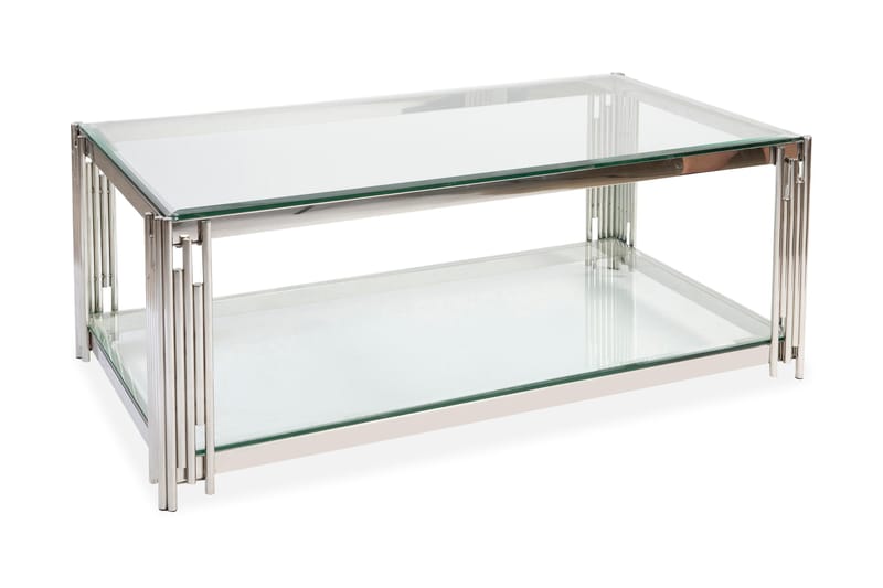 Sofabord Prato 130 cm med Oppbevairngshylle Glass/Krom - Stenexpo - Møbler - Bord - Sofabord