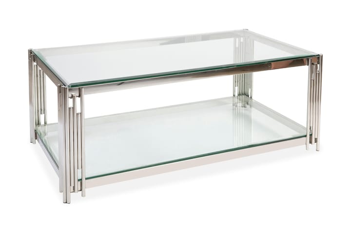Sofabord Prato 130 cm med Oppbevaringshylle Glass/Krom - Stenexpo - Møbler - Bord - Sofabord