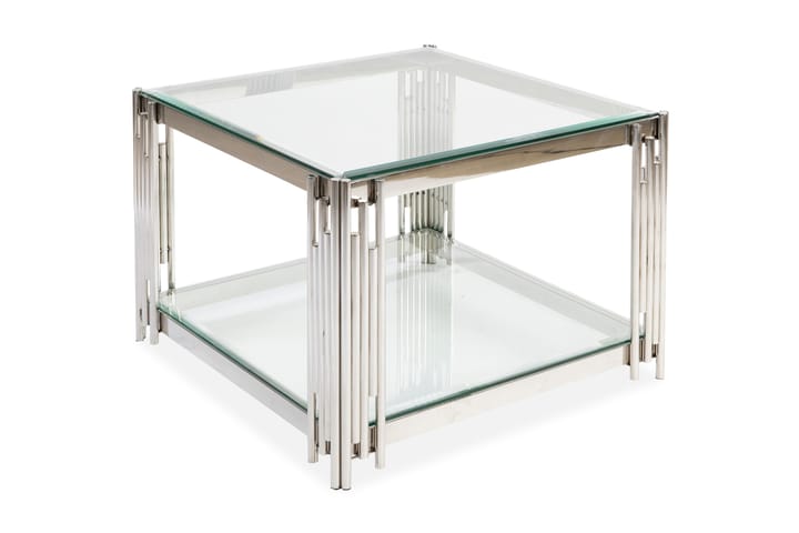 Sofabord Prato 70 cm med Oppbevairngshylle Glass/Krom - Stenexpo - Møbler - Bord - Sofabord