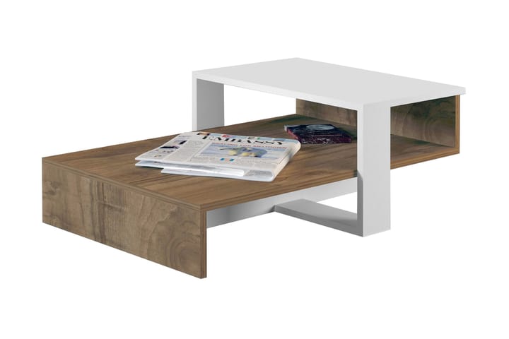 Sofabord Quoja 80 cm med Oppbevaringshylle - Hvit/Valnøttsbrun - Møbler - Bord - Sofabord