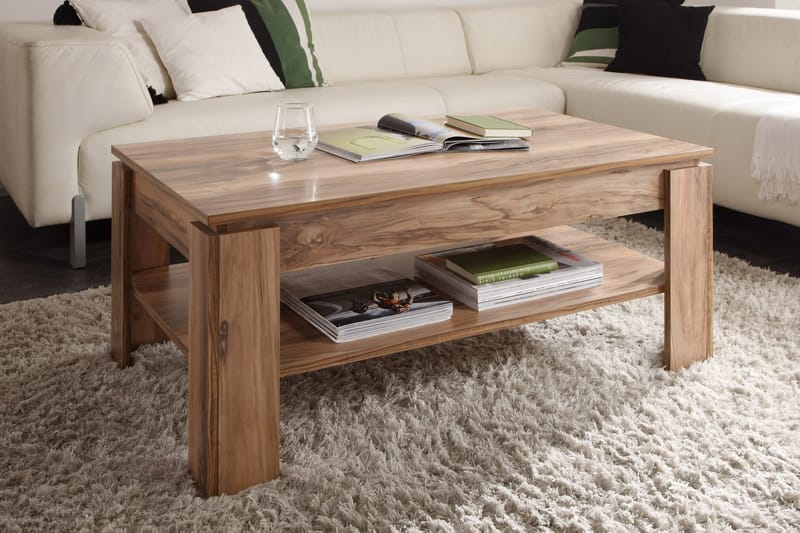 Sofabord Rifallet 110 cm med Oppbevairngshylle - Valnøttsbrun - Møbler - Bord - Sofabord