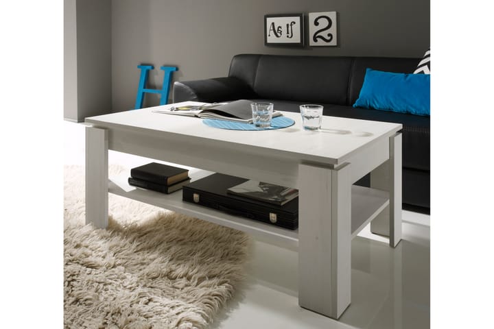 Sofabord Rifallet 110 cm med Oppbevaringshylle - Hvit Tallstruktur - Tekstiler & tepper - Pute & putetrekk - Pynteputer