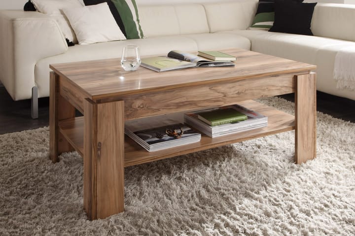 Sofabord Rifallet 110 cm med Oppbevaringshylle - Valnøttsbrun - Møbler - Bord - Sofabord