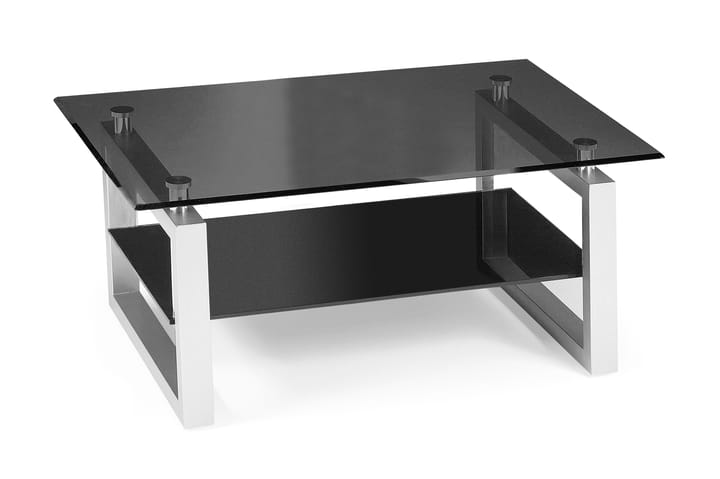 Sofabord Sala 110 cm med Oppbevairngshylle Glass/Svart - Glass/Svart/Hvit - Møbler - Bord - Sofabord