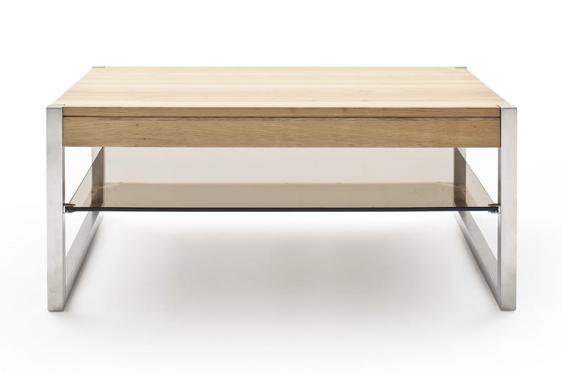 Sofabord Selvor 105 cm med Oppbevaringshylle - Natur/Krom - Møbler - Bord - Sofabord