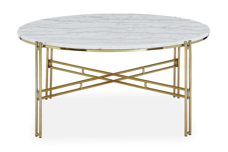 Sofabord Sisko 100 cm Rundt Marmor - Hvit/Messing - Møbler - Stoler - Spisestuestoler & kjøkkenstoler