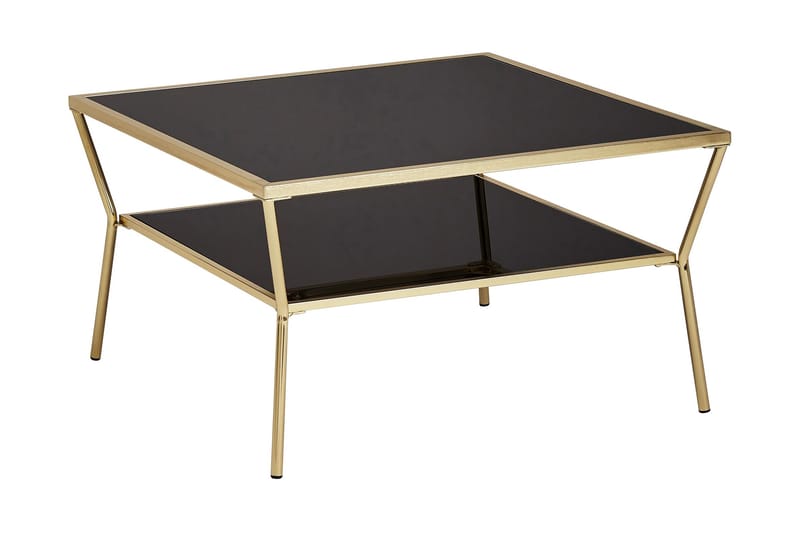Sofabord Smarber 70 cm med Oppbevairngshylle - Glass/Svart - Møbler - Bord - Sofabord