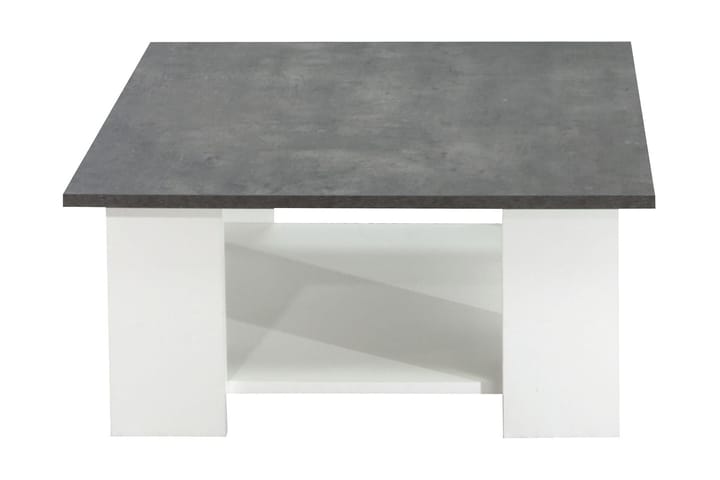 Sofabord Square 67 cm med Oppbevaringshylle - Hvit/Betonggrå - Møbler - Bord - Sofabord