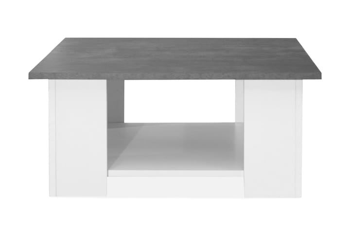 Sofabord Square 89 cm med Oppbevairngshylle - Hvit/Betonggrå - Møbler - Bord - Sofabord