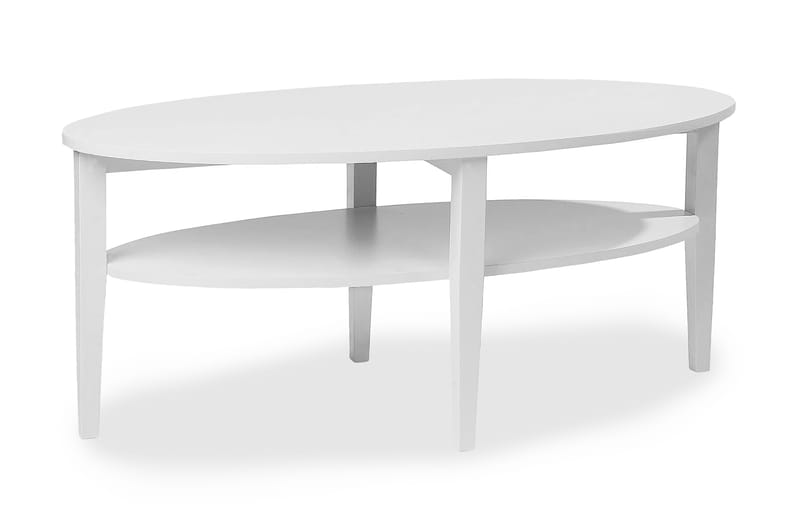Sofabord Svedjan 120 cm Ovalt med Oppbevaringshylle Hvit - Hvit - Møbler - Bord - Sofabord & salongbord - Sofabord med oppbevaring