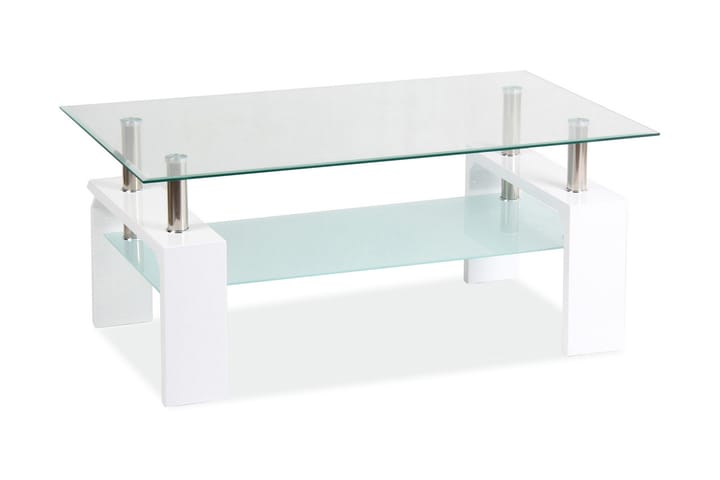 Sofabord Syalets Basic 110 cm med Oppbevairngshylle - Glass/Hvit - Møbler - Bord - Sofabord