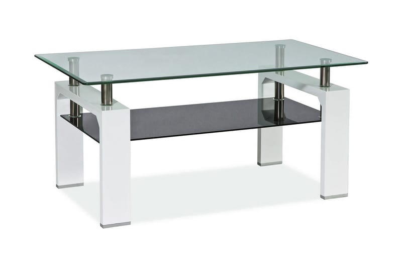 Sofabord Syalets II 110 cm med Oppbevairngshylle - Glass/Hvit - Møbler - Bord - Sofabord