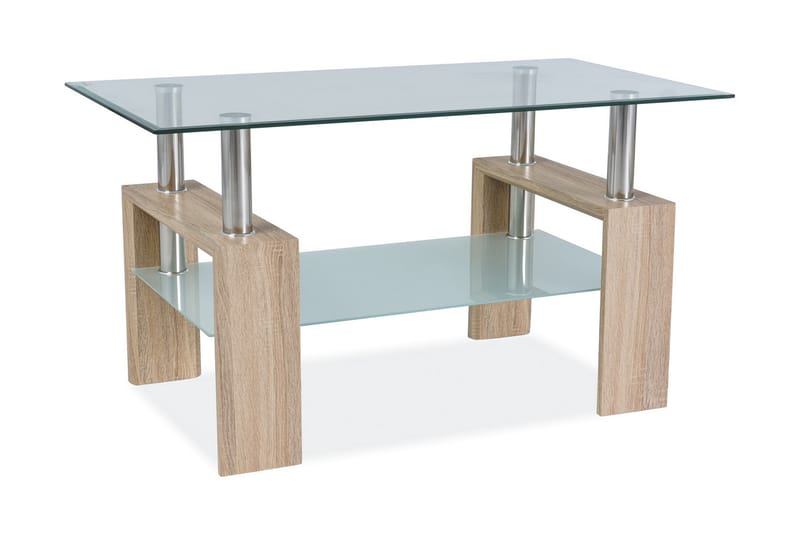 Sofabord Syalets III 110 cm med Oppbevairngshylle - Glass/Natur - Møbler - Bord - Sofabord