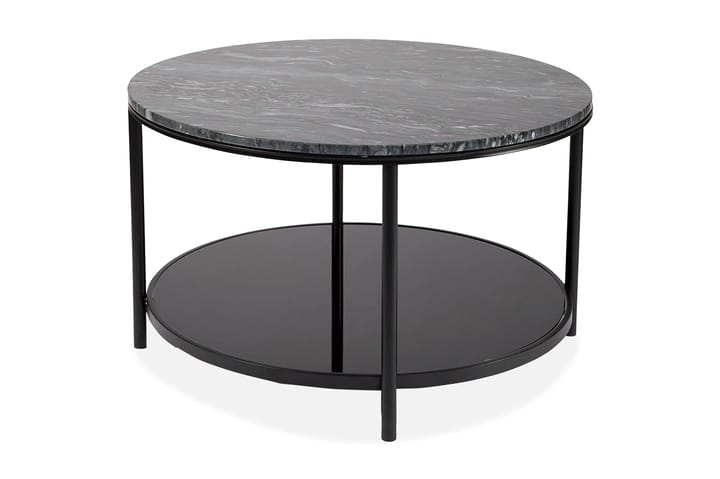 Sofabord Tamarama 85 cm Rundt - Marmor|Glass|Svart - Møbler - Bord - Avlastningsbord & sidobord - Brettbord og småbord