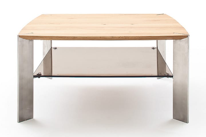 Sofabord Tamico 80 cm med Oppbevaringshylle - Glass/Eik - Møbler - Bord - Sofabord & salongbord