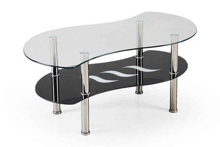 Sofabord Tapia 100 cm Ovalt med Oppbevaringshylle - Glass/Svart - Møbler - Bord - Sofabord