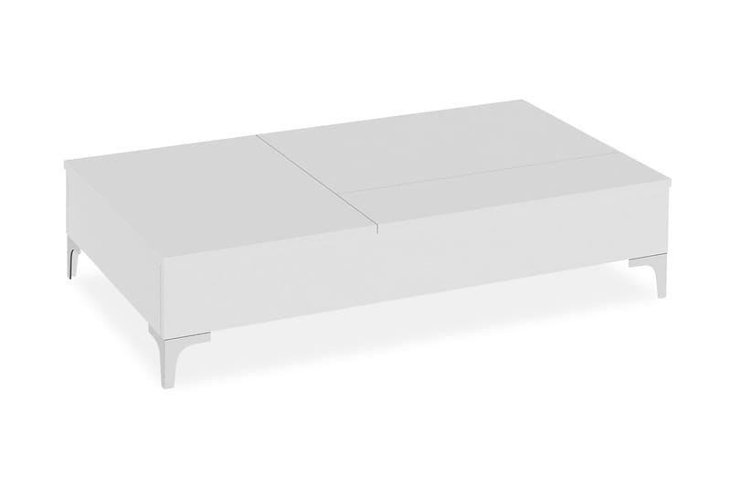 Sofabord Tessie 121 cm Hev- og Senkbart med Oppbevaring - Hvit - Møbler - Bord - Sofabord