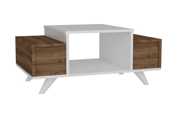 Sofabord Tessie 90 cm med Oppbevaring - Hvit/Valnøttsbrun - Møbler - Bord - Kontorbord - Skrivebord