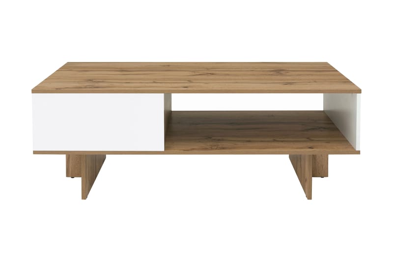Sofabord Tobola 120 cm med Oppbevaringshylle - Natur/Hvit - Møbler - TV- & Mediamøbler - TV benk & mediabenk