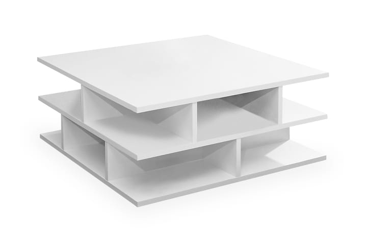 Sofabord Unnur 70 cm med Oppbevaringshyller - Hvit - Møbler - Bord - Sofabord