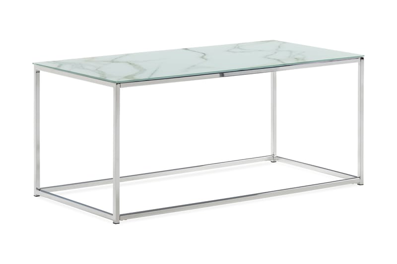 Sofabord Valeria 100 cm Marmormønster - Glass/Hvit/Krom - Møbler - Bord - Marmorbord
