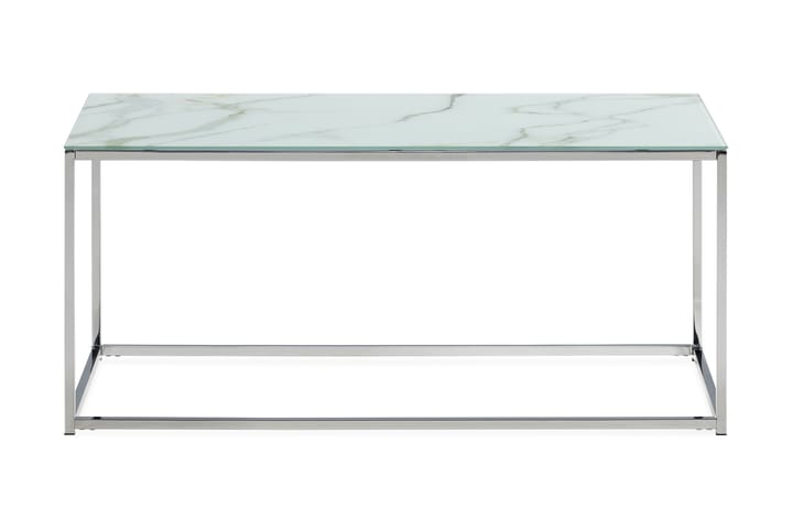 Sofabord Valeria 100 cm Marmormønster - Glass/Hvit/Krom - Møbler - Bord - Sofabord & salongbord