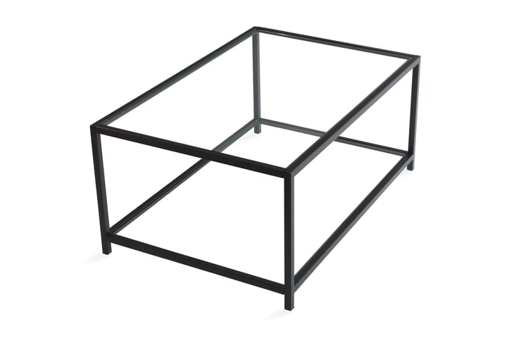 Sofabord Vallsbo 90 cm med Oppbevaring Hylle - Glass/Svart - Møbler - Bord - Sofabord
