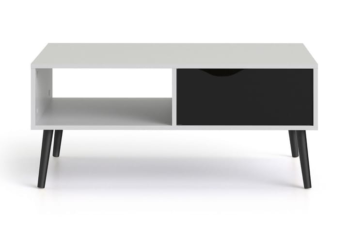Sofabord Vasiliki 99 cm med Oppbevaringsskuff + Hylle - Hvit/Svart - Møbler - Bord - Spisebord & kjøkkenbord
