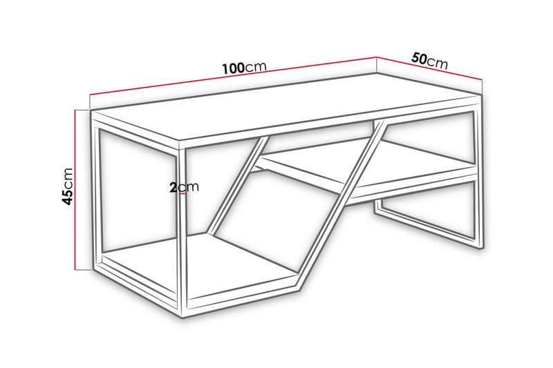 Sofabord Wrotham 100 cm med Oppbevaring Hylle Marmormønster - Svart - Møbler - Bord - Sofabord