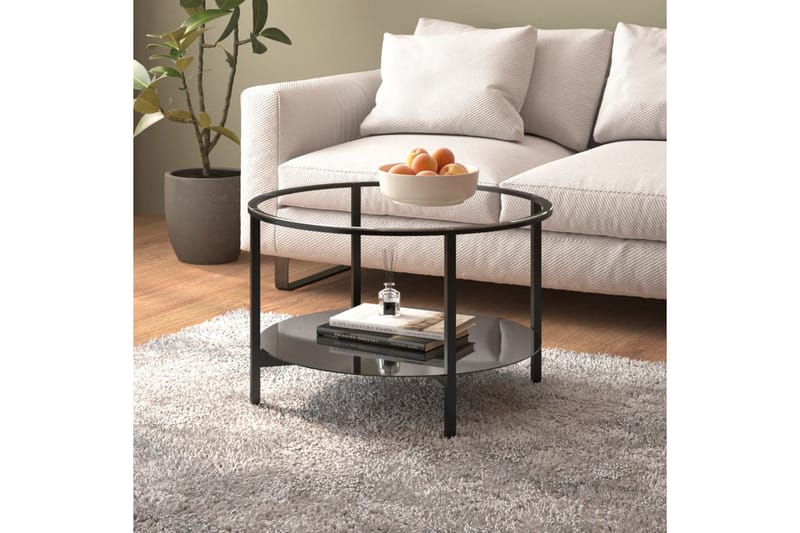 Tebord svart og gjennomsiktig 70 cm herdet glass - Svart - Møbler - Bord - Sofabord